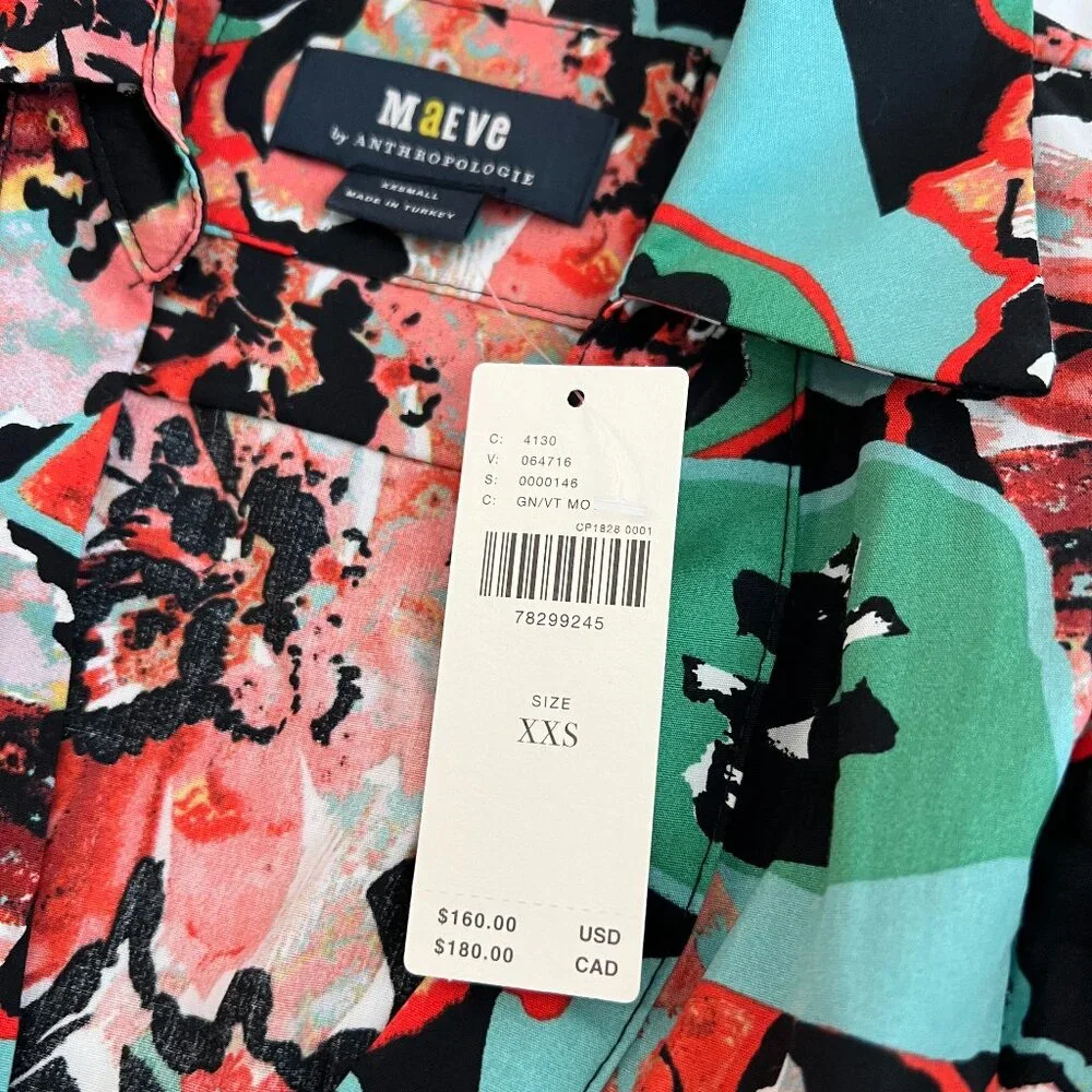 NWT Anthropologie Maeve Flutter Sleeve Button Front Midi Cotton Shirt Dr… - Picture 3 of 5